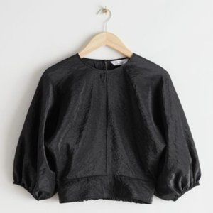 & Other Stories Puff Sleeve Top Black